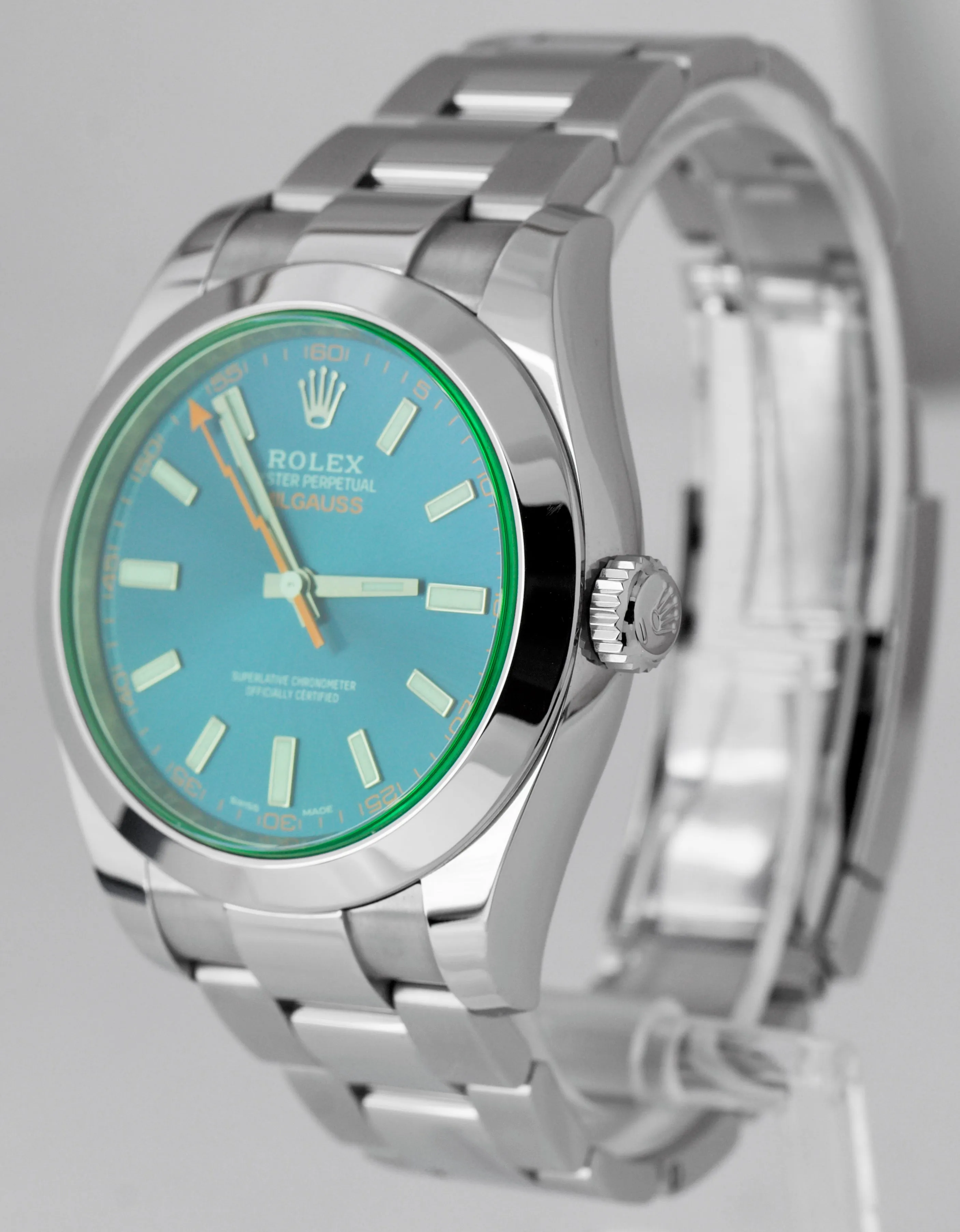 Rolex Milgauss Z-Blue Green 40mm 116400 GV 40mm Stainless Steel Watch B P