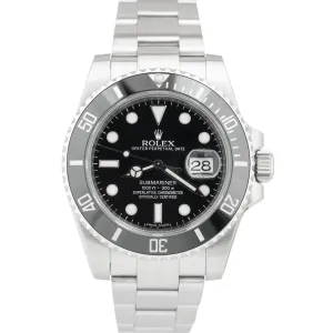 Rolex Submariner Date Stainless Steel Black Ceramic 40mm Dive Watch 116610 LN
