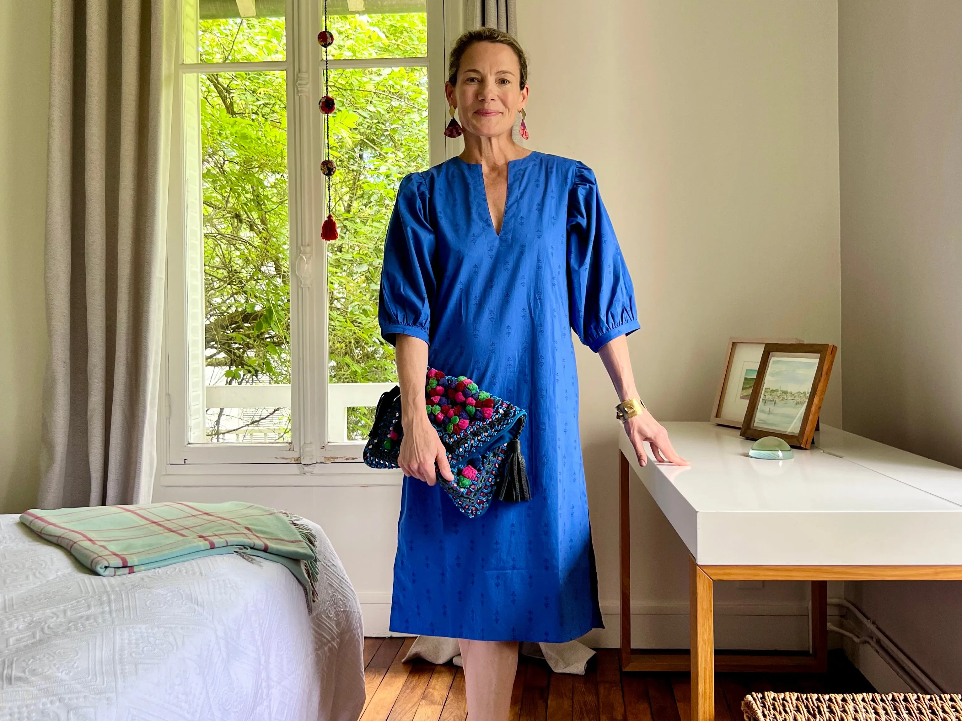 Royal Staghorn Puff Sleeve Dress
