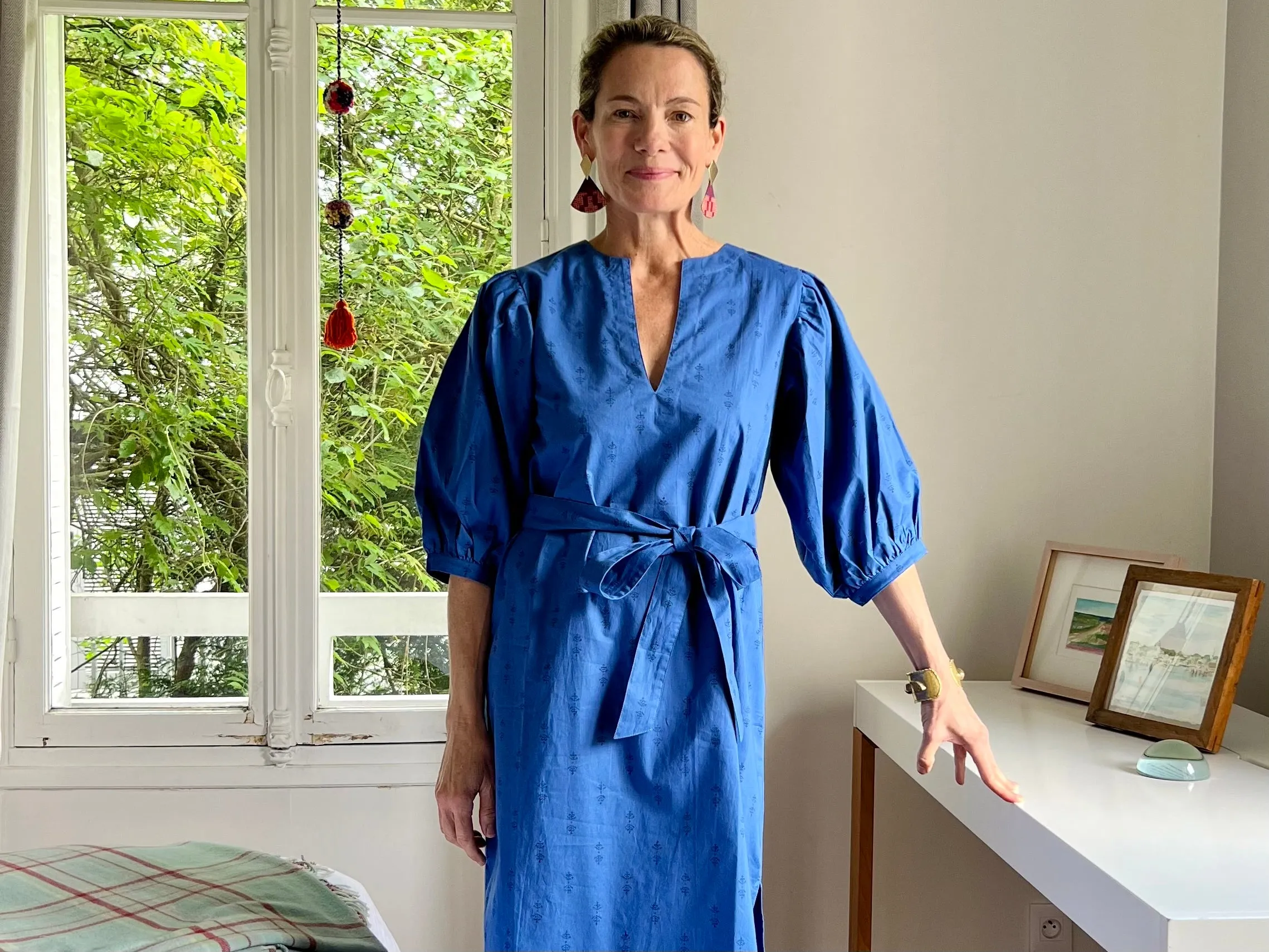 Royal Staghorn Puff Sleeve Dress