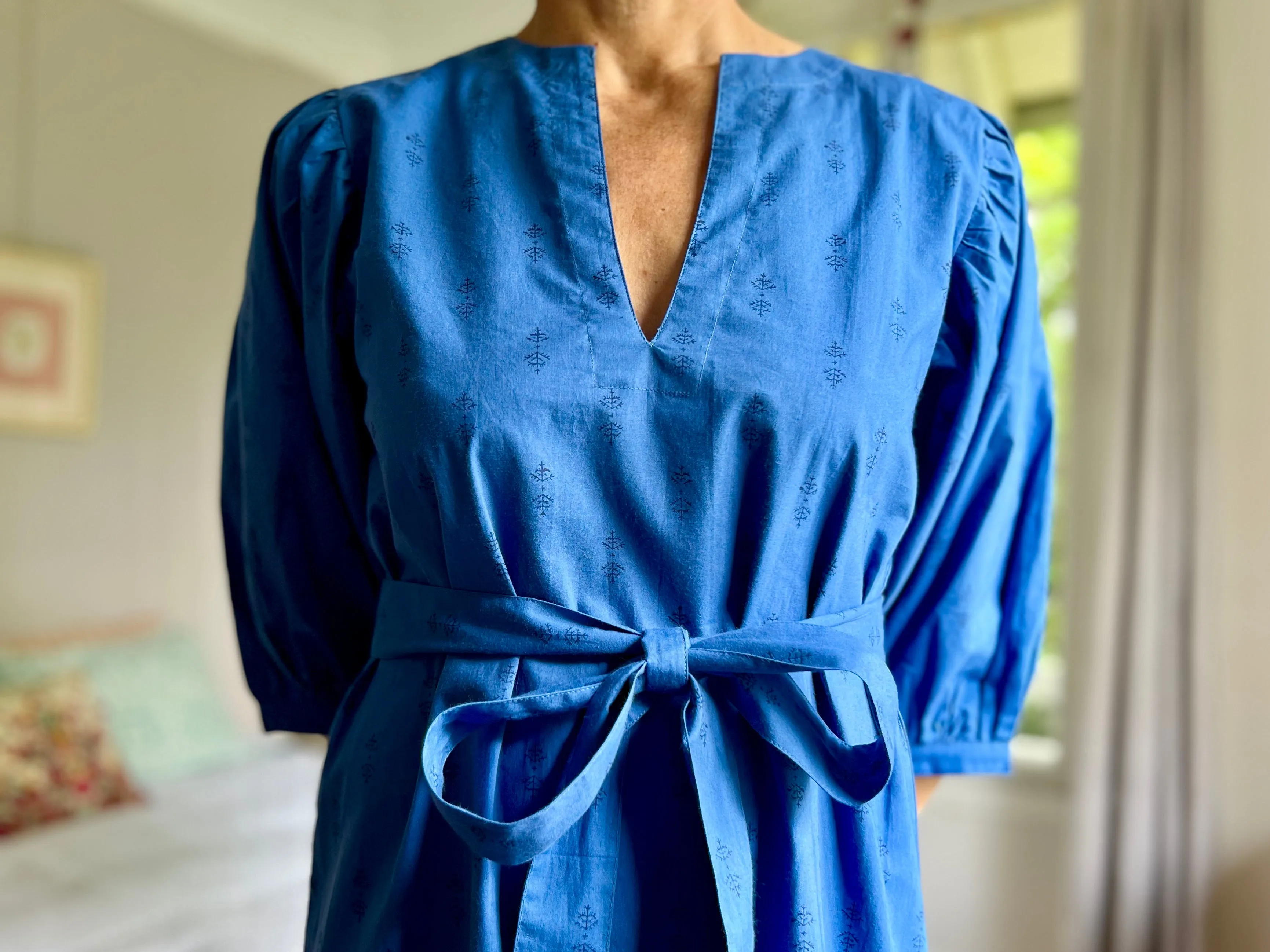 Royal Staghorn Puff Sleeve Dress