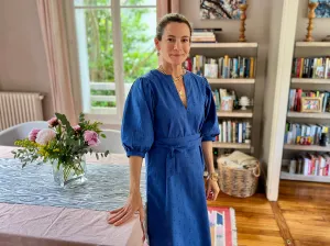 Royal Staghorn Puff Sleeve Dress