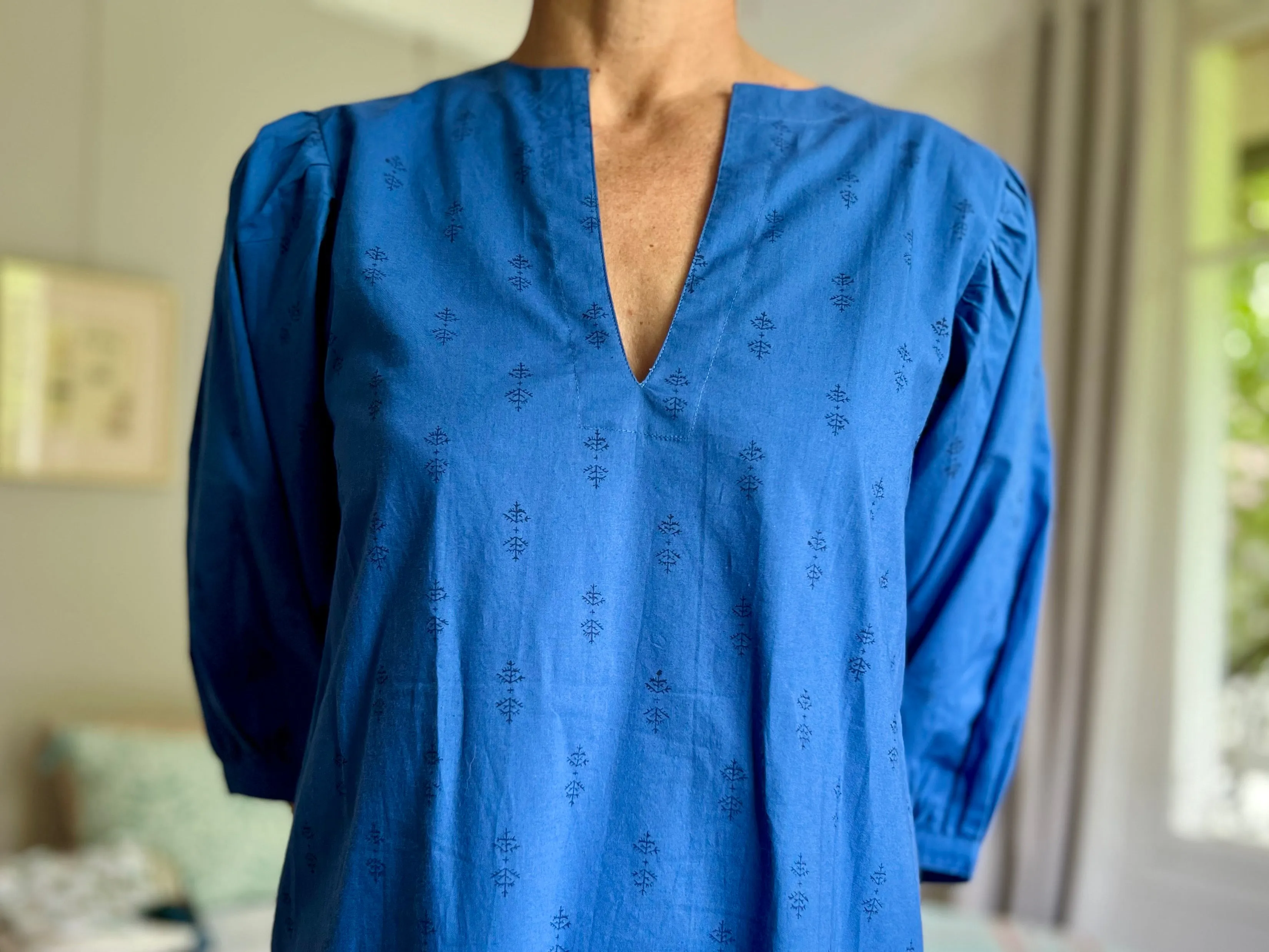 Royal Staghorn Puff Sleeve Dress