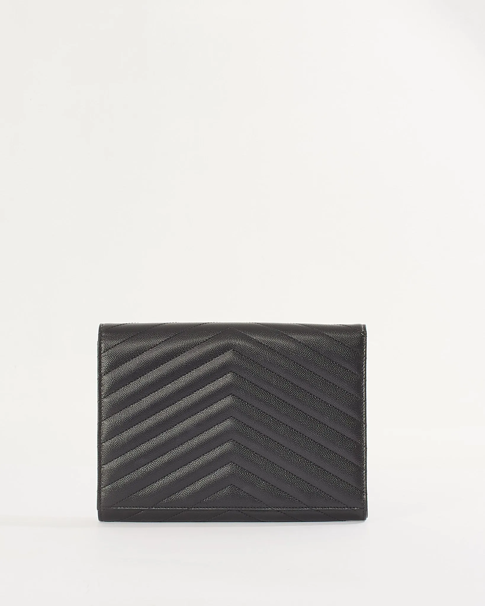 Saint Laurent Black Quilted Grain De Poudre Leather Cassandre Matalassé Wristlet Pouch