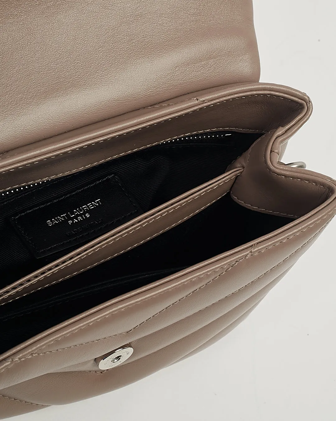 Saint Laurent Mink Chevron Leather Matelasse Lou Lou Toy Bag