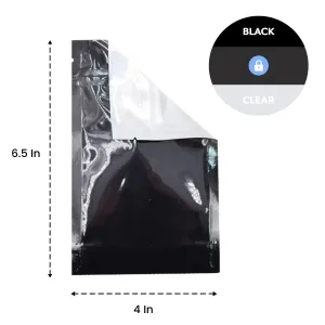 SAMPLE of Mylar Bag Black/Clear - 1/4 Oz - 7 Grams - 4 x 6.5" - (1 Count SAMPLE)