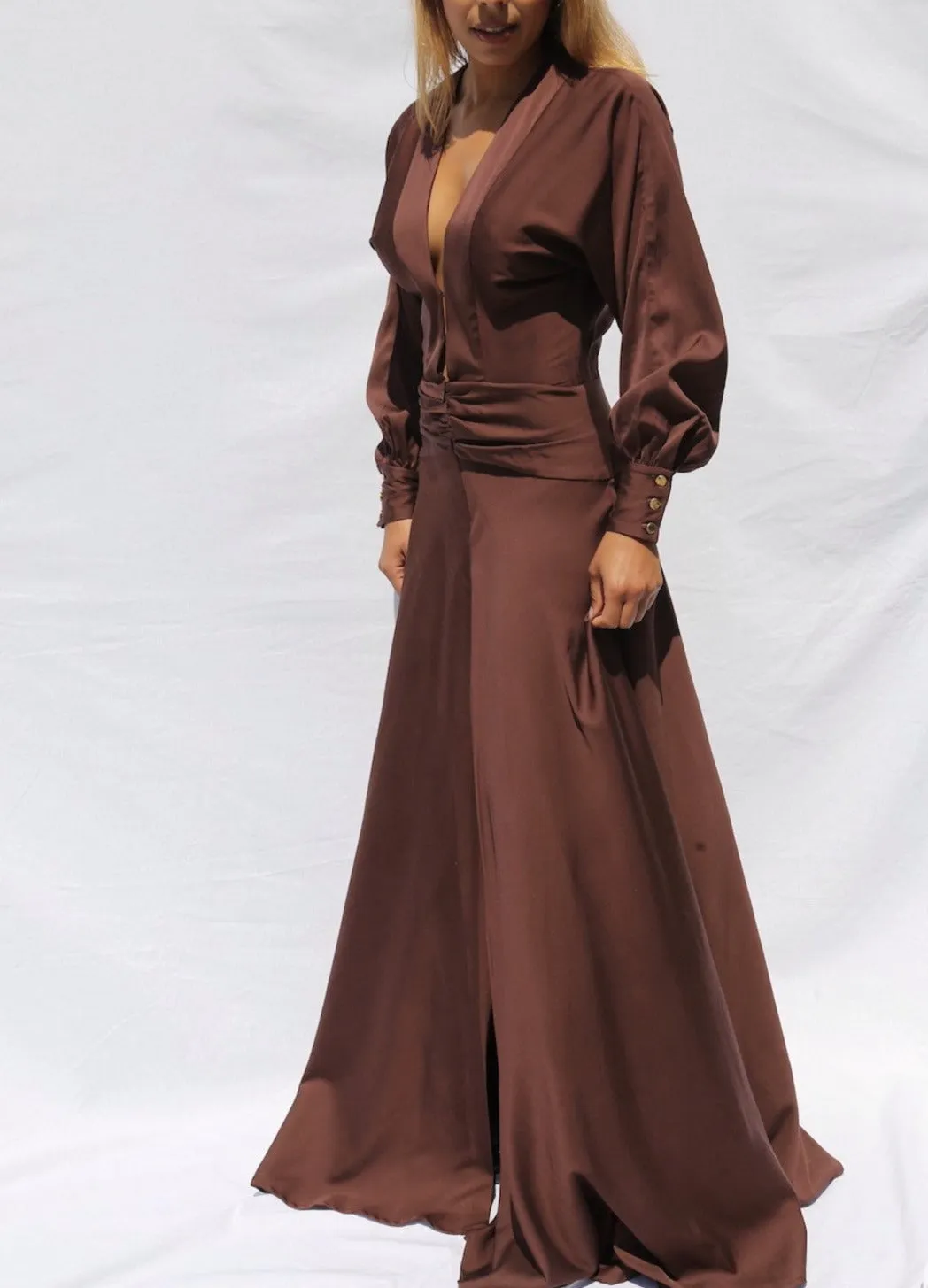 SANJI V-neck Merlot Dress