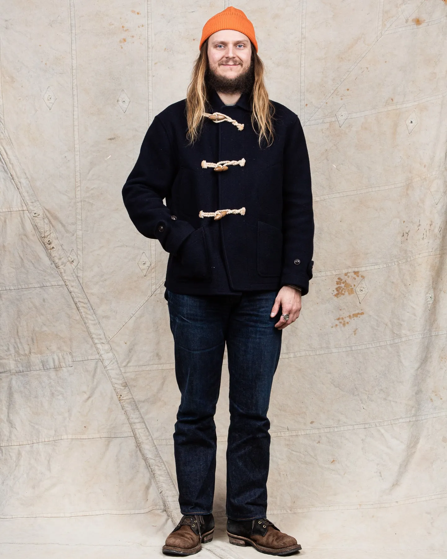 Second Hand Buzz Rickson's Short Wool Duffle Coat Navy