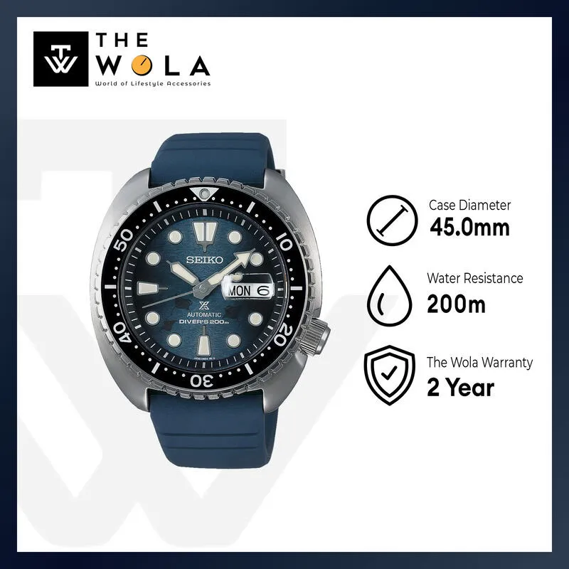Seiko Prospex SRPF77K1 Save The Ocean Special Edition Automatic Men's Watch | Dark Manta Ray Design with Blue Silicone Strap