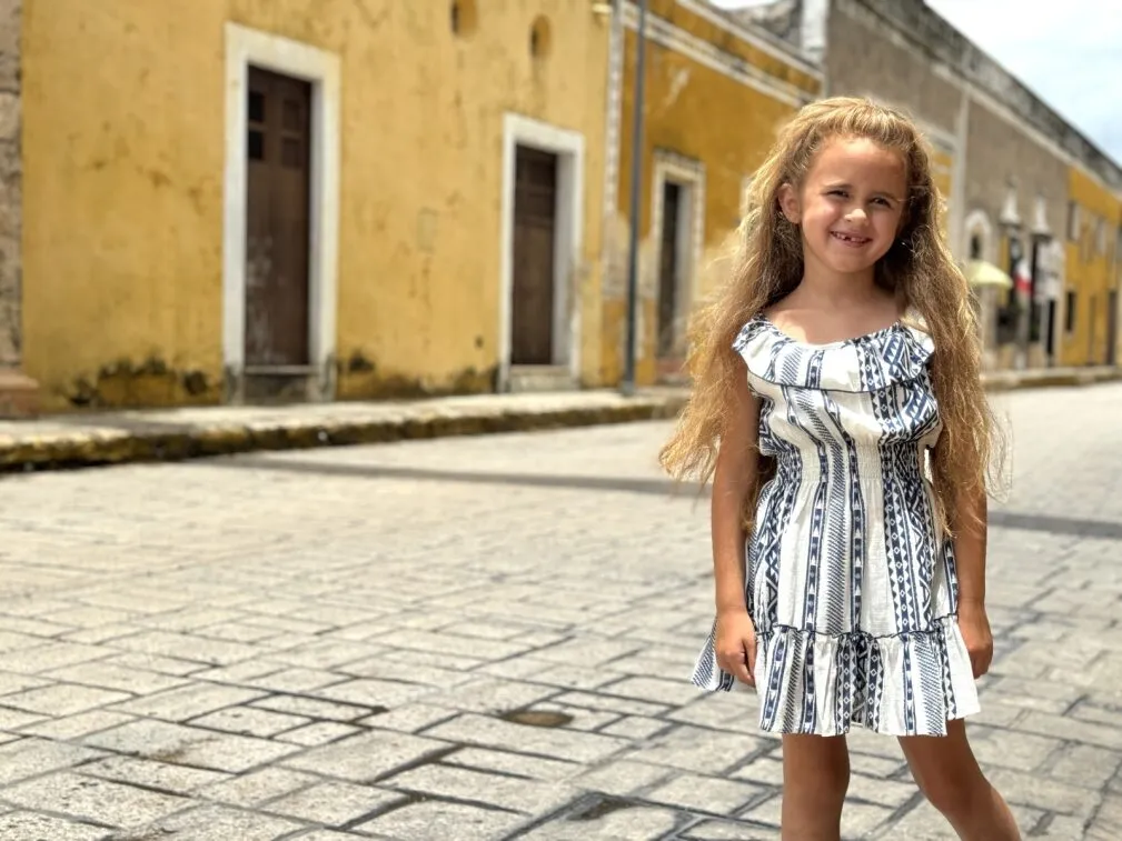 SHIRRED WAIST SUNDRESS in Blue