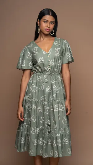 Simple Cinch Midi Dress in And I Dream More Pattern