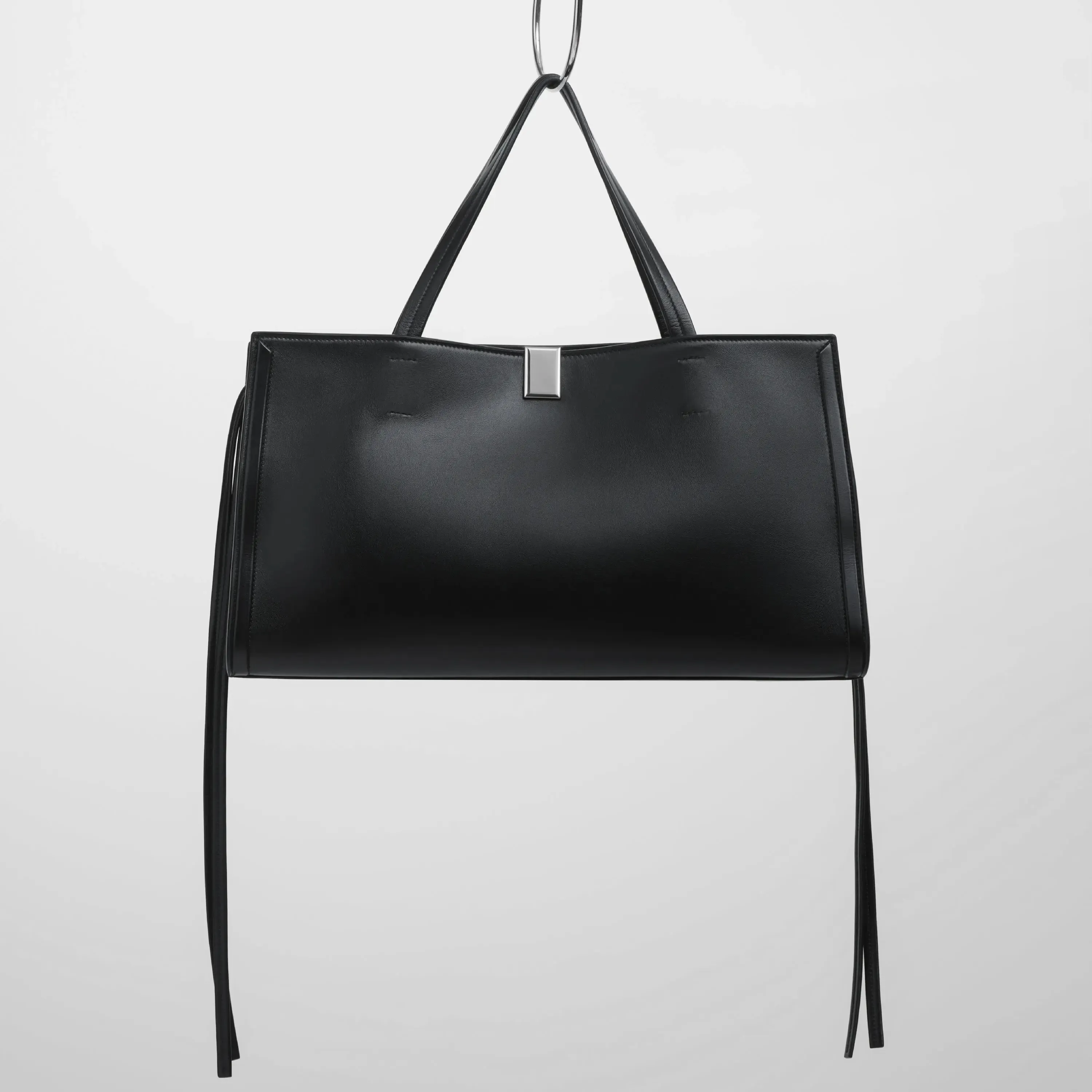 SMALL KIT CABAS | black leather with silver