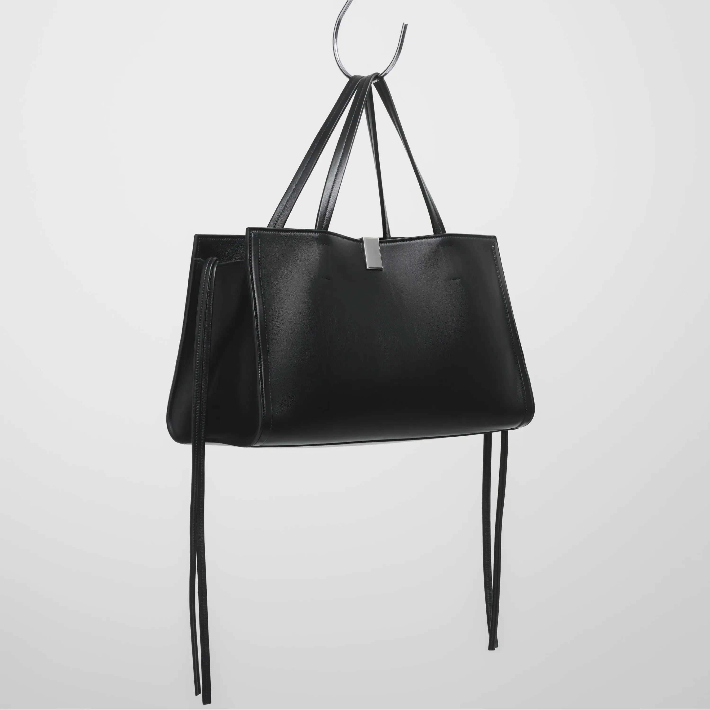SMALL KIT CABAS | black leather with silver