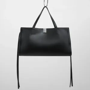 SMALL KIT CABAS | black leather with silver
