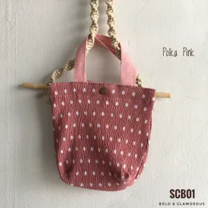 Small Printed Canvas Bags | SCB01 | Polka Pink