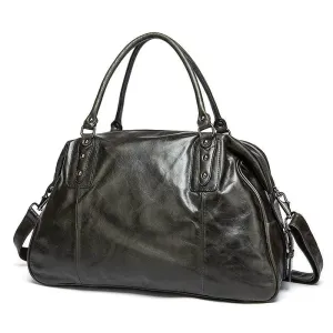 Soft Cowhide Leather Duffle Bag Large Capacity Men’s Weekend Bag