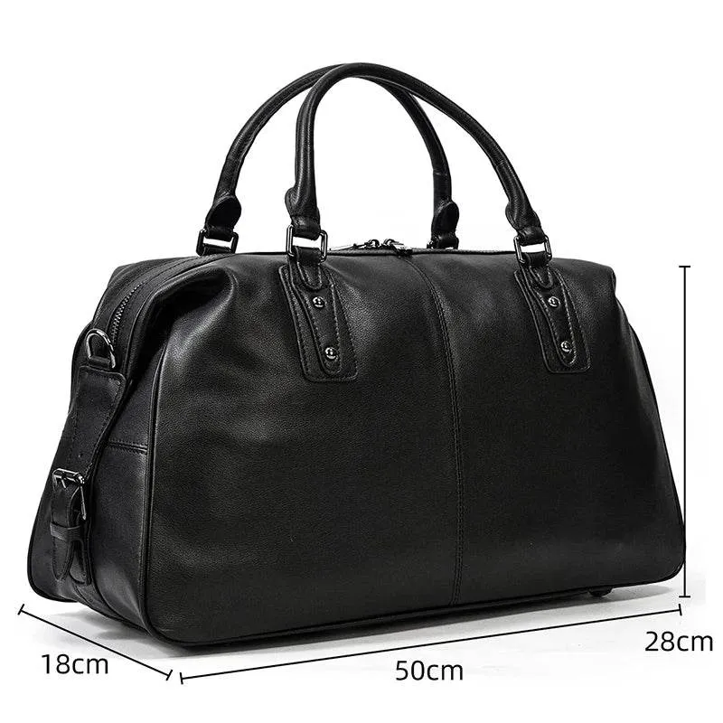 Soft Cowhide Leather Duffle Bag Large Capacity Men’s Weekend Bag