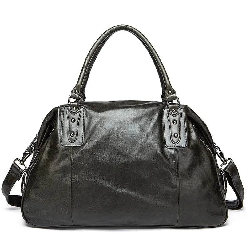 Soft Cowhide Leather Duffle Bag Large Capacity Men’s Weekend Bag