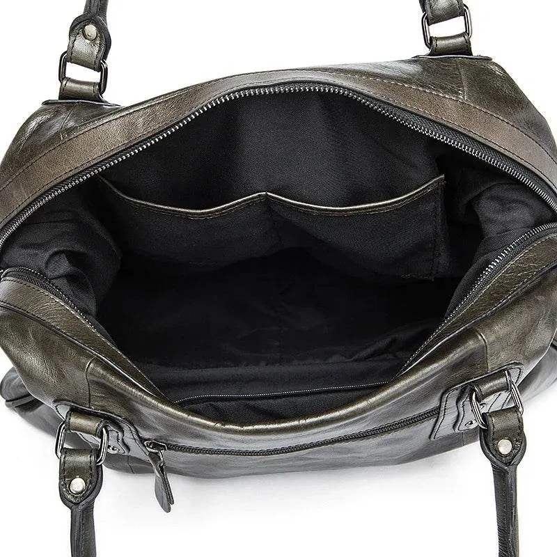 Soft Cowhide Leather Duffle Bag Large Capacity Men’s Weekend Bag