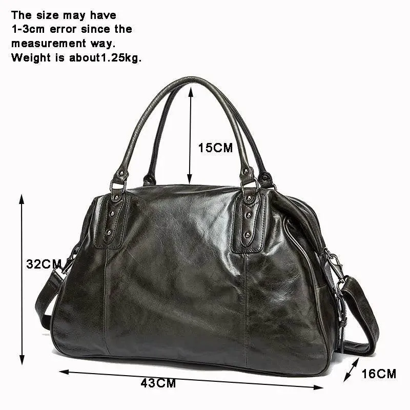 Soft Cowhide Leather Duffle Bag Large Capacity Men’s Weekend Bag