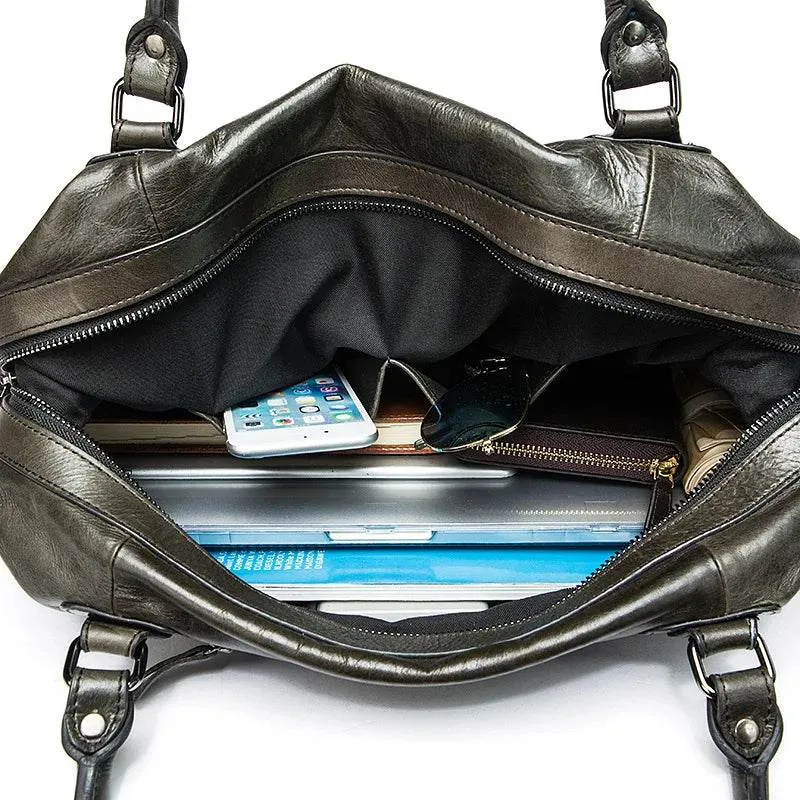 Soft Cowhide Leather Duffle Bag Large Capacity Men’s Weekend Bag