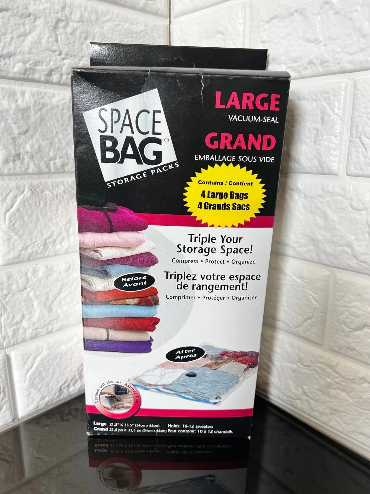 Space Bag Storage Packs, Large Vacuum-Seal! 4 Large Bags. Triple Your Storage Space!