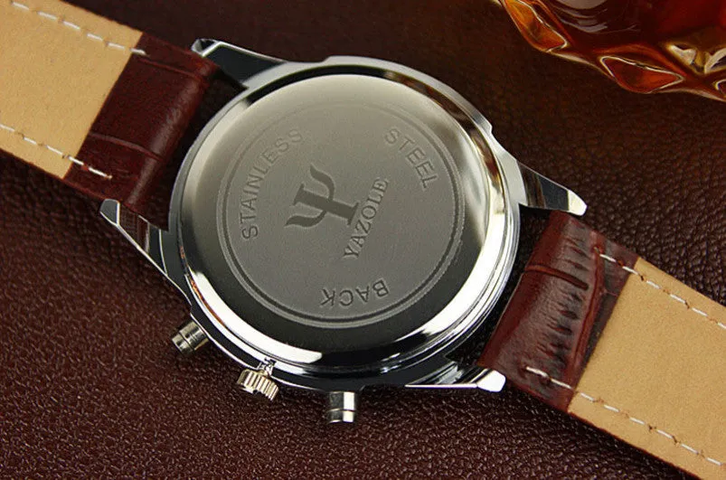 Splendid New Luxury Fashion Faux Leather Men Blue Ray Glass Quartz Analog Watches Casual Cool Watch Brand Men Watches 2016