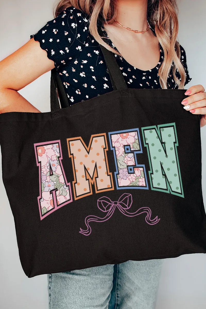 Springtime Amen Canvas Jumbo Tote