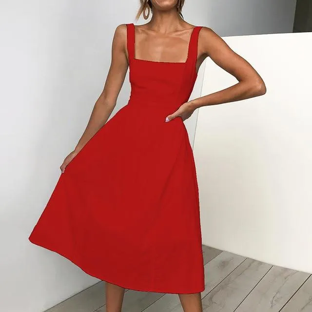 Square Neck Midi Dress