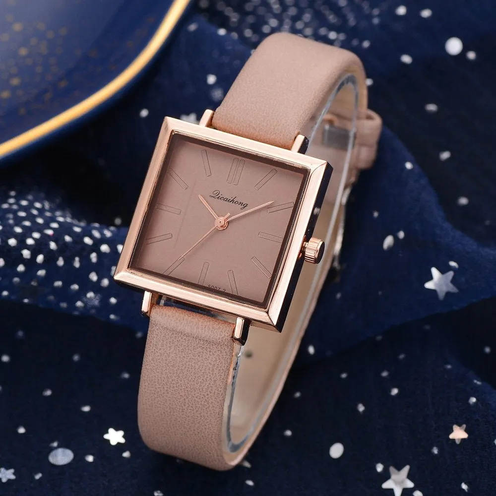 Square Women Bracelet Watch Contracted Leather Crystal Wrist Watches Women