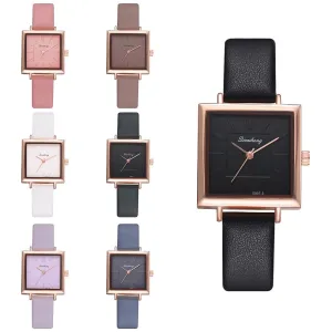 Square Women Bracelet Watch Contracted Leather Crystal Wrist Watches Women