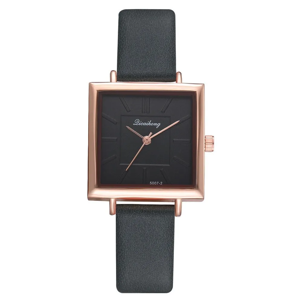Square Women Bracelet Watch Contracted Leather Crystal Wrist Watches Women