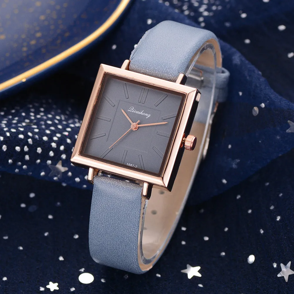 Square Women Bracelet Watch Contracted Leather Crystal Wrist Watches Women