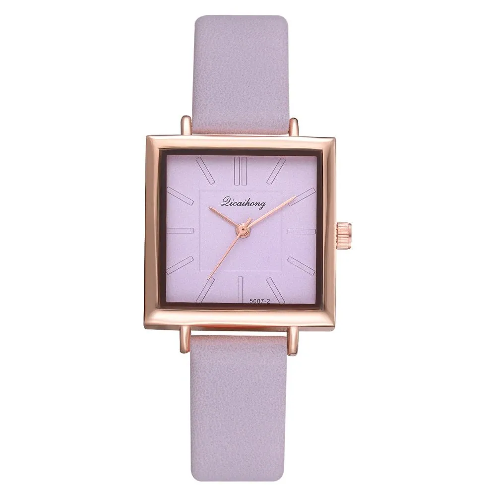 Square Women Bracelet Watch Contracted Leather Crystal Wrist Watches Women