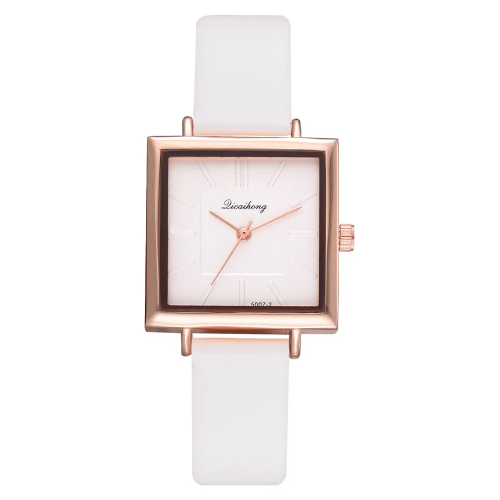 Square Women Bracelet Watch Contracted Leather Crystal Wrist Watches Women