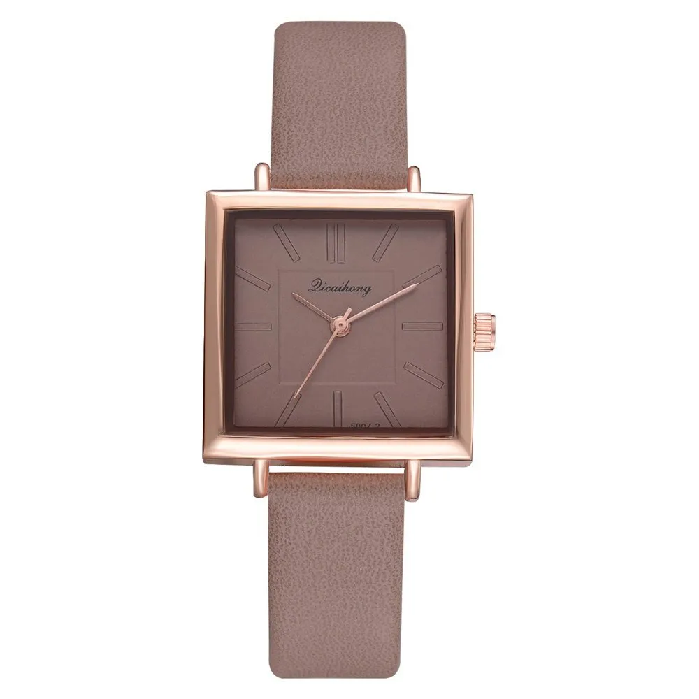 Square Women Bracelet Watch Contracted Leather Crystal Wrist Watches Women