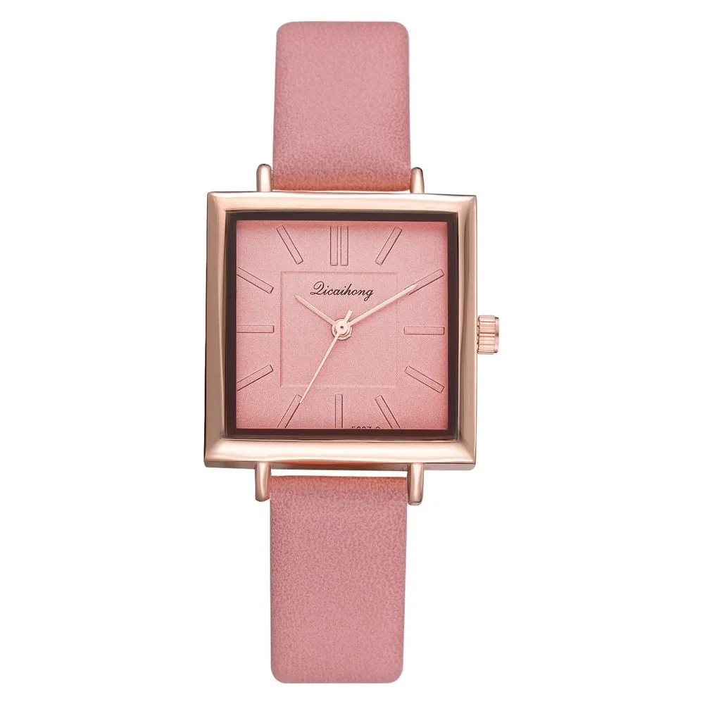 Square Women Bracelet Watch Contracted Leather Crystal Wrist Watches Women