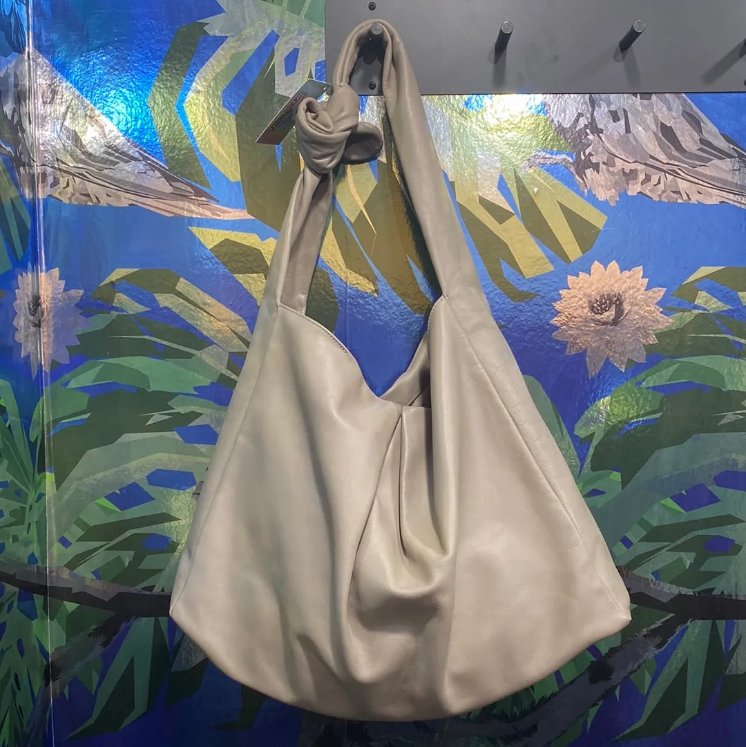STAUD Taupe Leather Large Shoulder Bag