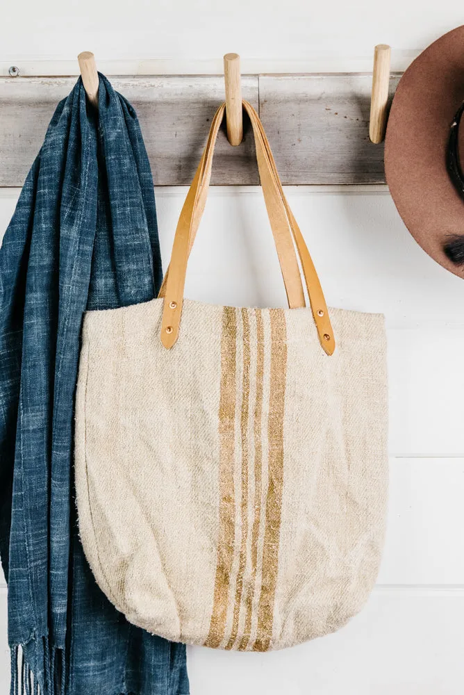 Stripe Grain Sack Tote