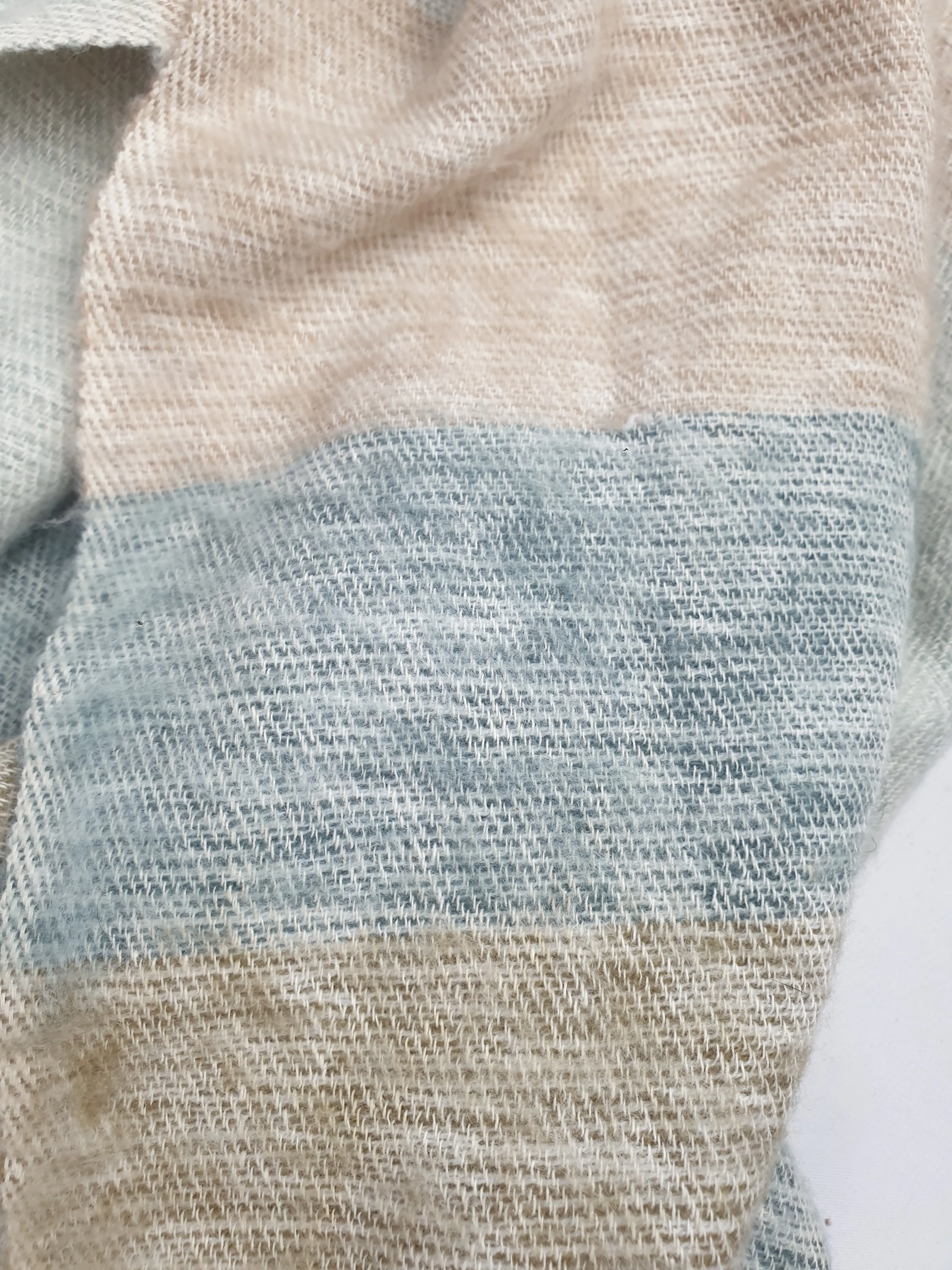 Striped neutral toned wool scarf
