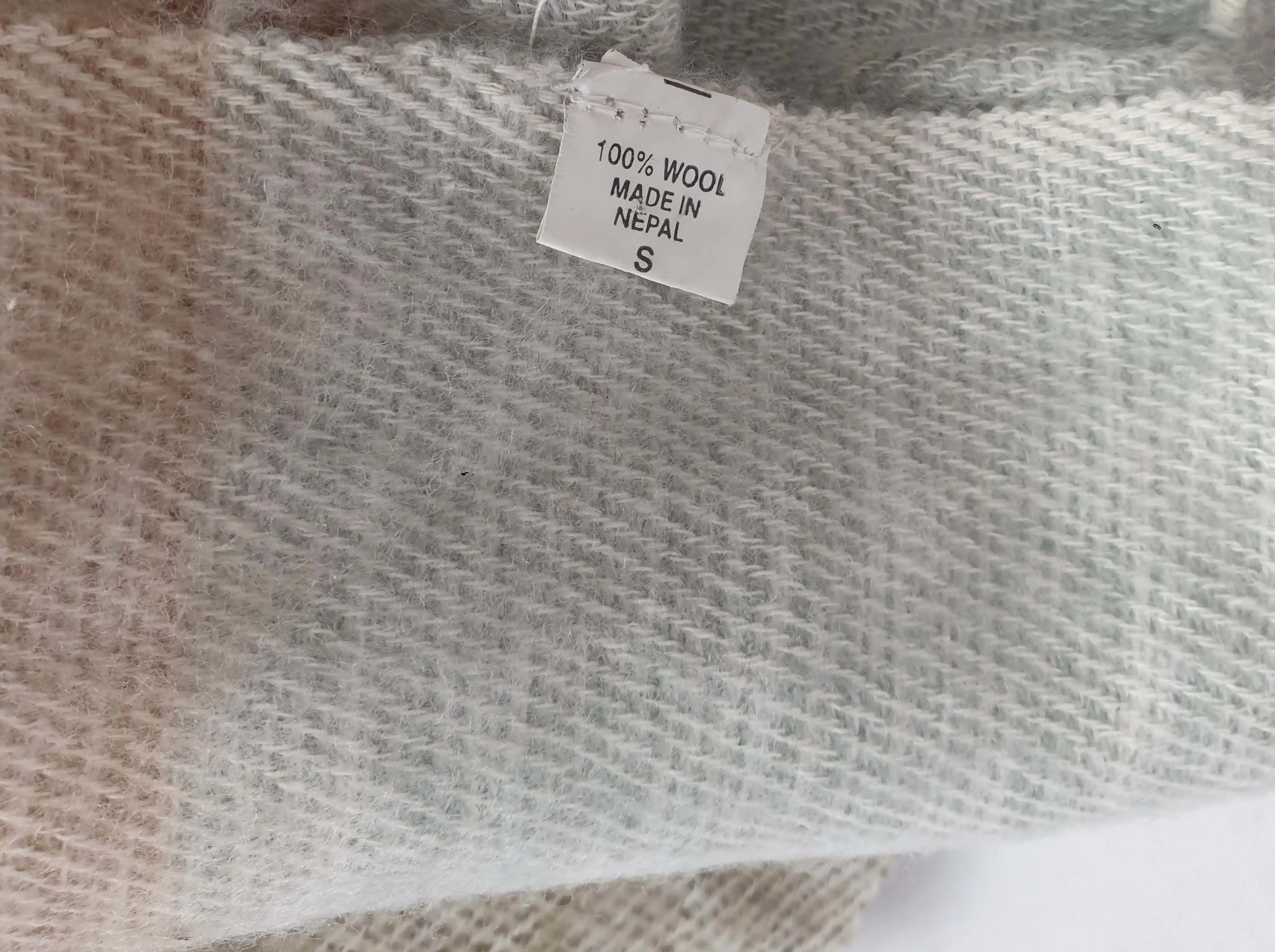Striped neutral toned wool scarf
