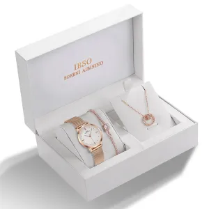 Stunning! IBSO Crystal Design Bracelet Necklace Watch Jewelry Set