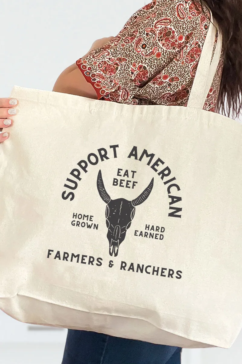 Support American Farmers And Ranchers Canvas Jumbo Tote