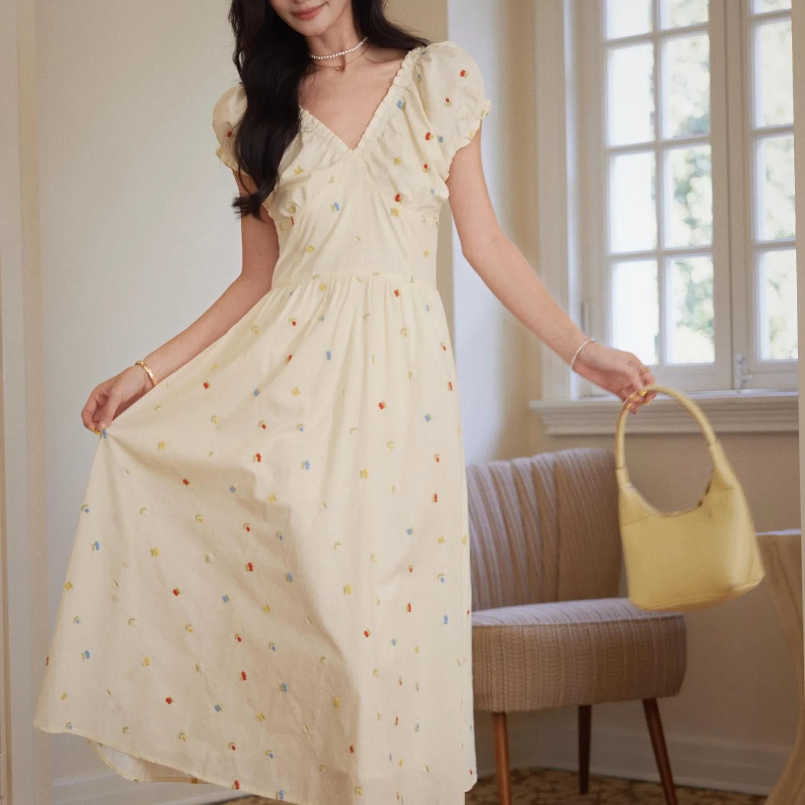 Sweet Maxi Summer Frock Featuring a Floral Print for Your Next Vacation