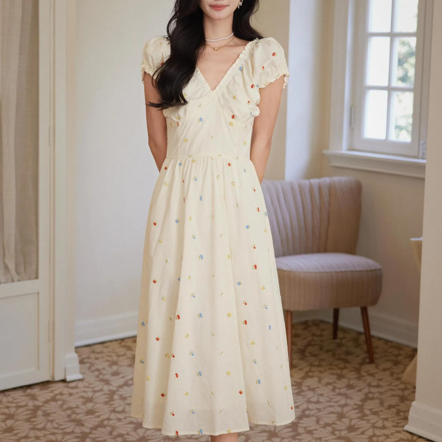 Sweet Maxi Summer Frock Featuring a Floral Print for Your Next Vacation