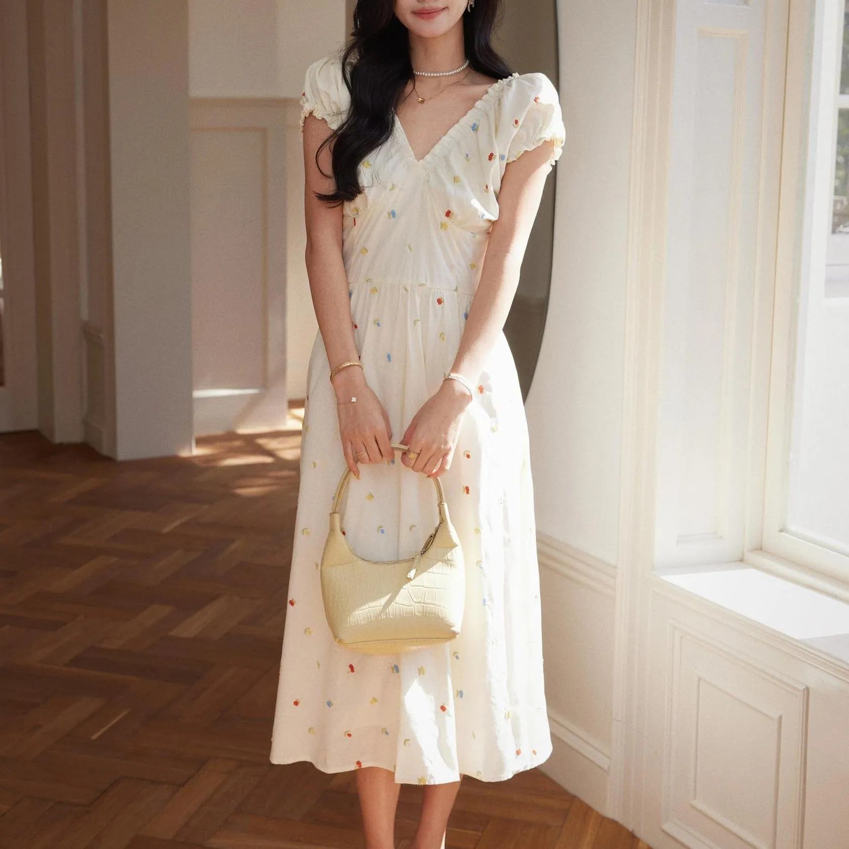 Sweet Maxi Summer Frock Featuring a Floral Print for Your Next Vacation