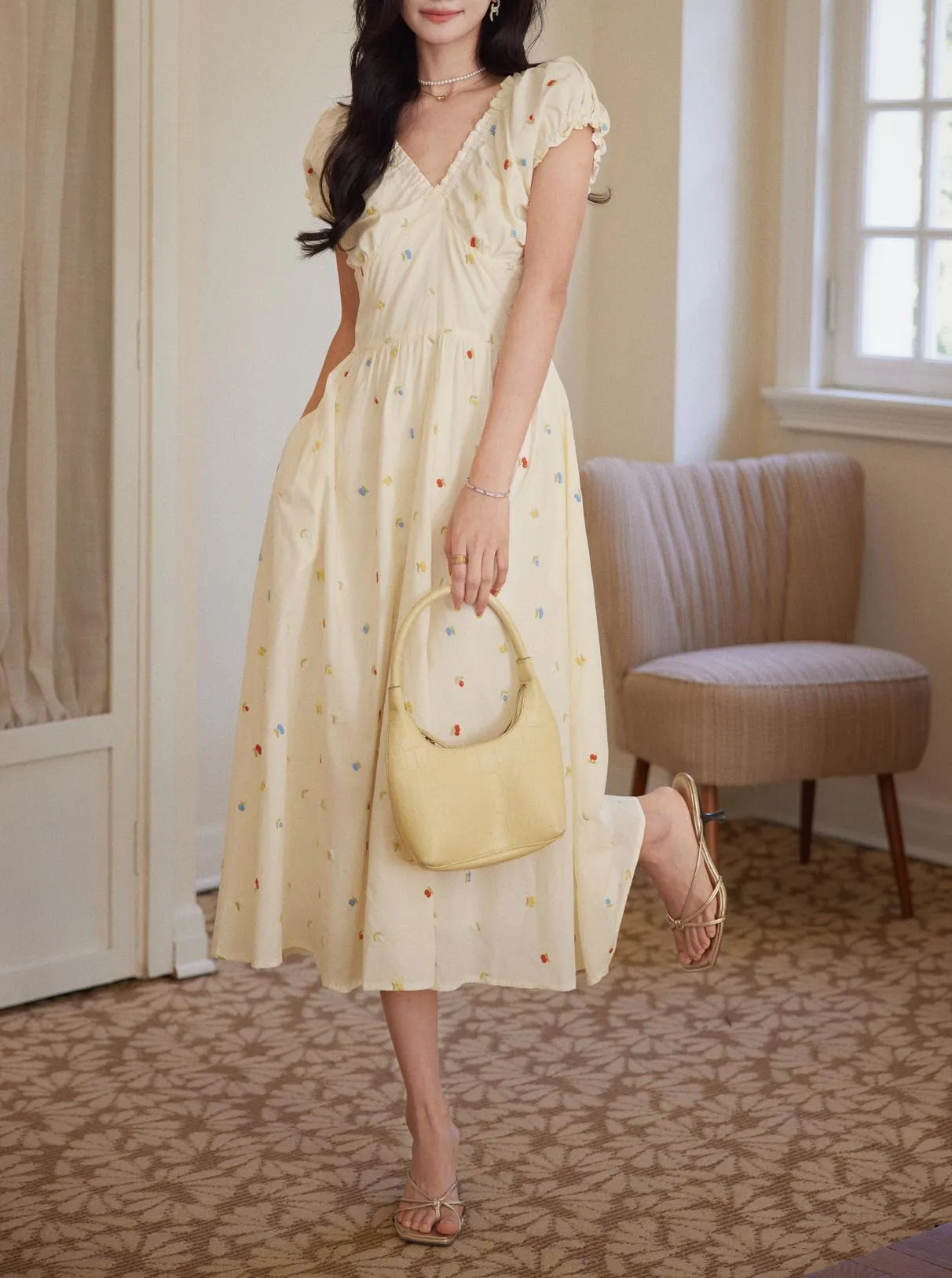 Sweet Maxi Summer Frock Featuring a Floral Print for Your Next Vacation