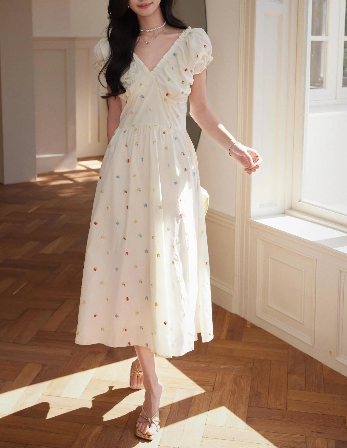 Sweet Maxi Summer Frock Featuring a Floral Print for Your Next Vacation