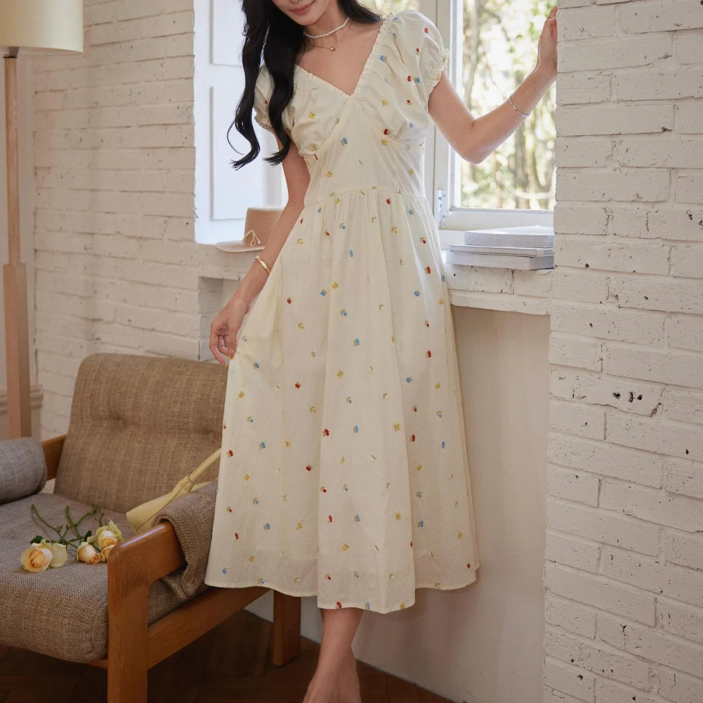 Sweet Maxi Summer Frock Featuring a Floral Print for Your Next Vacation