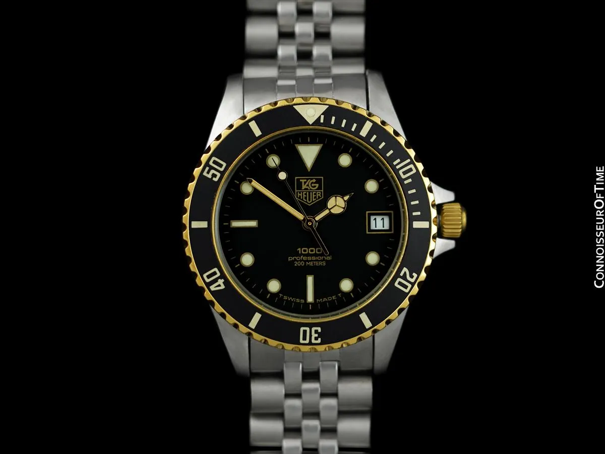 TAG Heuer Professional 1000 Mens Submariner Divers Watch - Stainless Steel & 18K Gold Plated - 980.020N